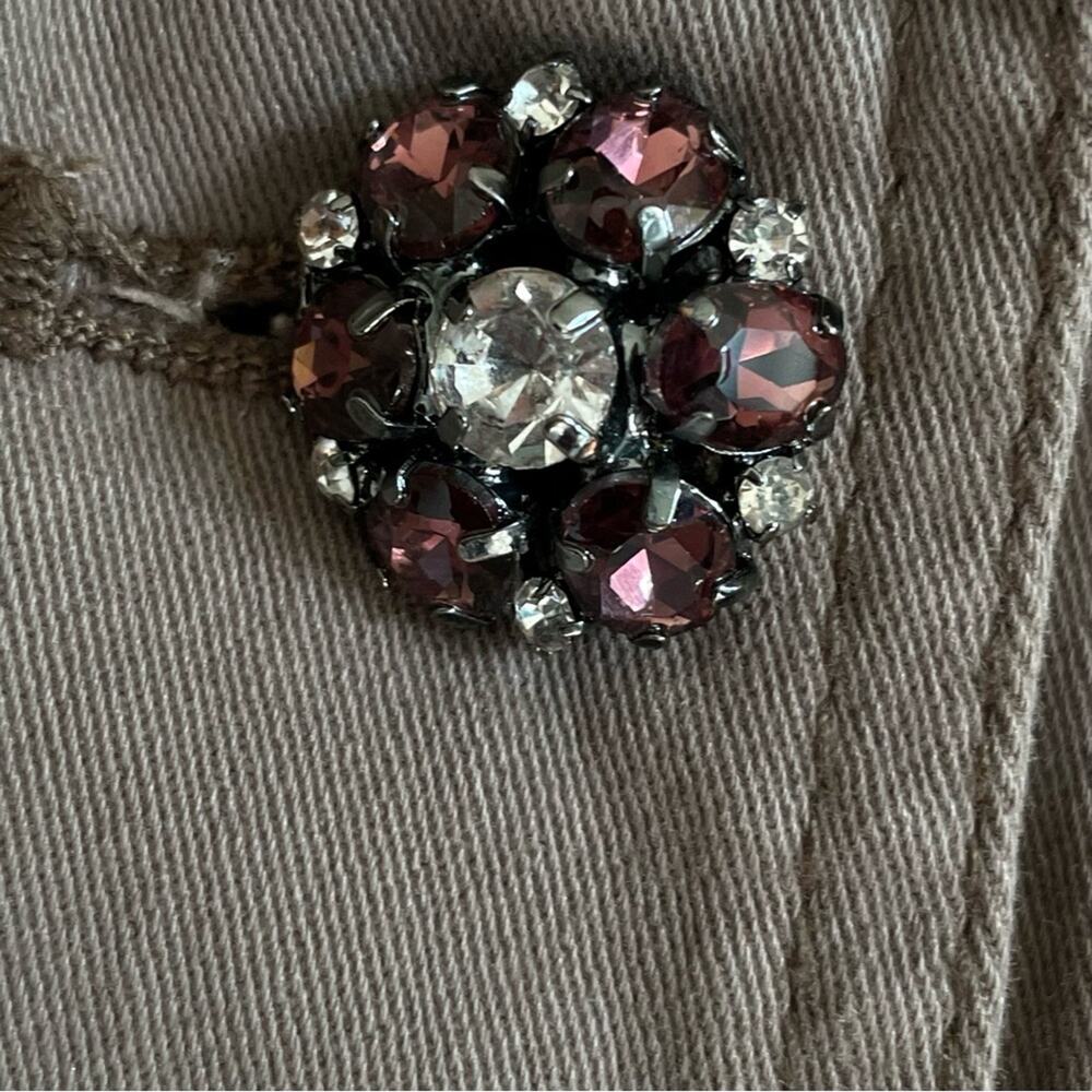 White House Black Market Olive Rhinestone Military Jacket - Picture 5 of 9